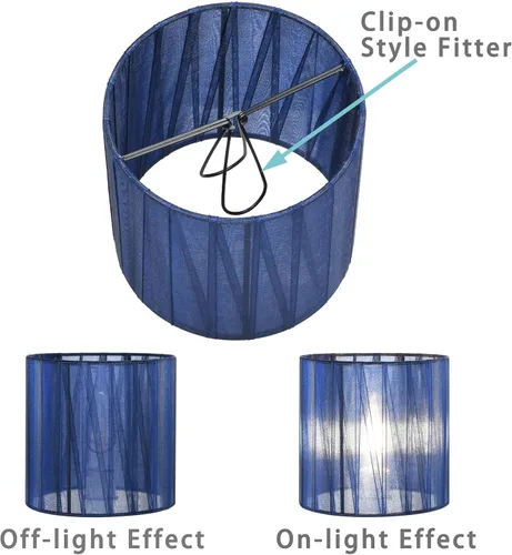 Vista 3 de LYON - Pantallas de organza pequeñas con clip para lámpara de pared, juego de 2, tambor pequeño, 5.2 x 5.2 x 5.2 pulgadas de alto, cinta organza