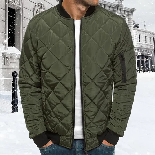 Vista 2 de Chaqueta bomber de invierno para hombre, abrigo grueso y cálido de algodón acolchado de béisbol