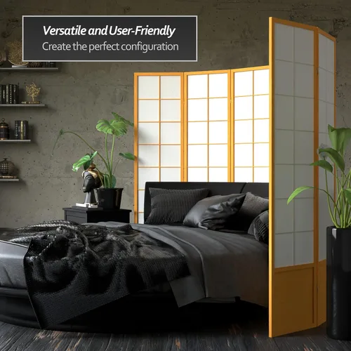 Vista 3 de Red Lantern Pantalla Zen Shoji de 5.9 ft de altura - Miel - 5 paneles