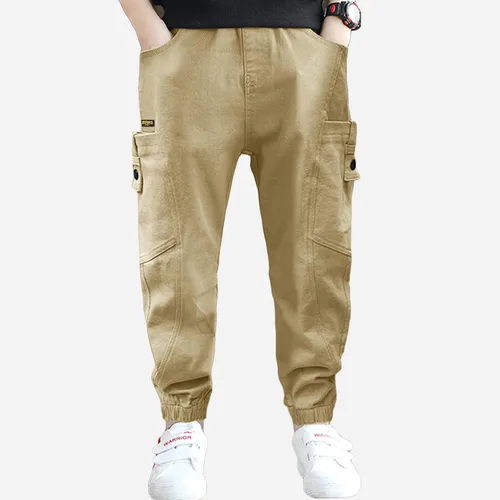 Vista 3 de Rolanko Pantalones cargo para niños, casuales, con cintura elástica, para senderismo, holgados, para exteriores, 4-14 años