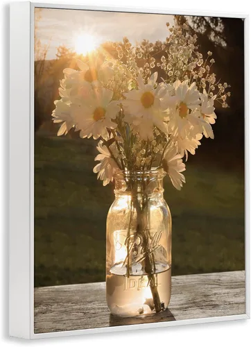 Vista 2 de Stupell Industries Warm Meadow Daisies Mason Jar Flores de picnic rurales, diseño de Lori Deiter Stupell Industries White, 11 x 14 Inches, Easy