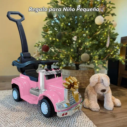 Vista 5 de Outfunny Coche de empuje 3 en 1 para niños pequeños de 1 a 3 años con mango y música Rosa