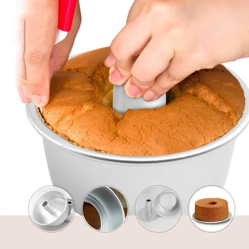 Vista 5 de Molde de pastel de comida de ángel de 6 pulgadas con parte inferior extraíble, molde redondo de aluminio para tartas de gasa, molde para hornear