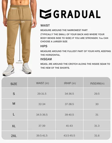 Vista 6 de G Gradual Pantalones deportivos para hombre con bolsillos con cremallera, elásticos, cónicos, pantalones deportivos para hombre, entrenamiento