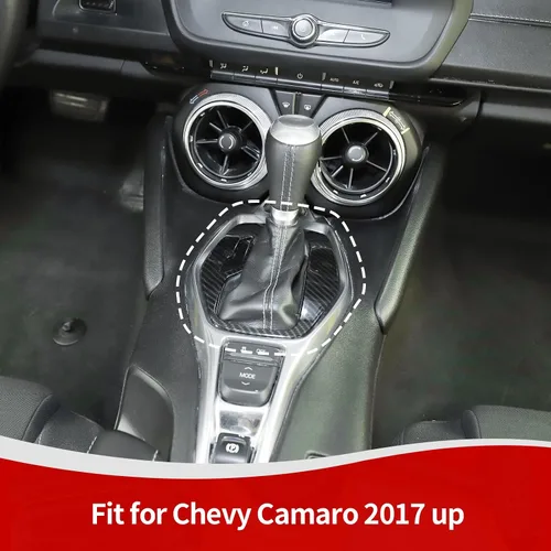 Vista 4 de RT-TCZ Para Camaro Gear Shift Panel Cover Trim Fibra de Carbono para Chevy Camaro 2016-2024 Accesorios interiores de fibra de carbono Negro