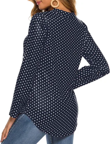 Vista 3 de Halife - Blusa tipo túnica para mujer, mangas 34 enrollables, cuello en V, estampado floral