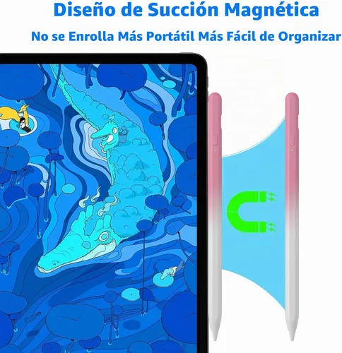 Vista 6 de Lápices stylus para pantallas táctiles, lápiz universal de punta fina para iPad con adsorción magnética, compatible con Blanco