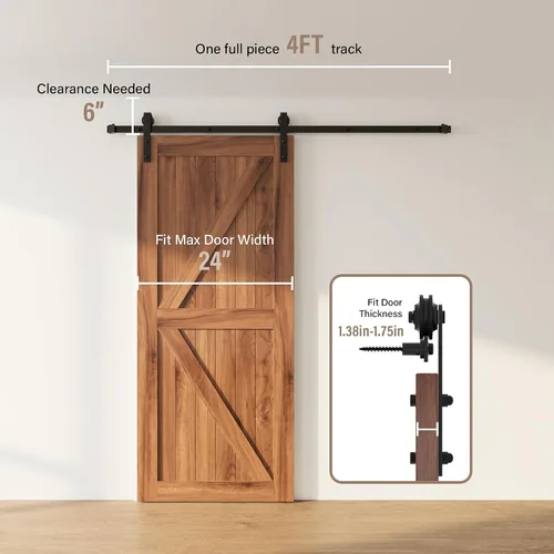 Vista 2 de WINSOON - Kit de accesorios para puerta corredera de estilo granero, estilo antiguo, para puertas individuales/dobles, superficie negra