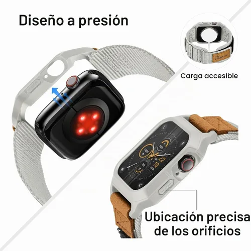 Vista 4 de SUNFWR - Correas compatibles con Apple Watch de 44 mm y 45 mm con estuche, correa deportiva resistente para Apple Watch con cubierta protectora