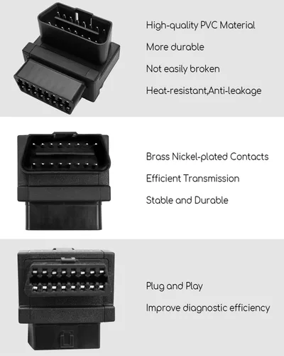 Vista 4 de Mini tamaño OBD2 OBDII Full 16 Pin macho a doble hembra adaptador para todos los dispositivos OBD2 estándar lector de código extensor