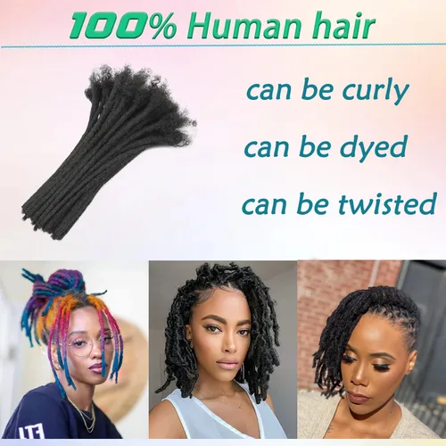 Vista 4 de Extensiones de Cabello Humano Loc Extensiones de Cabello Humano 4 Pulgadas 10 Hebras 0.08 Pulgadas de Ancho Hechas a Mano Extensiones de Rastas 0.1