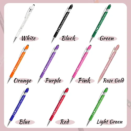 Vista 5 de STREADVE Bolígrafos personalizados personalizados con nombre grabado, logotipo, texto, bolígrafos de escritura suave, regalo personalizado para Negro