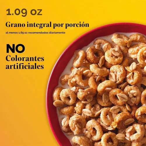 Vista 4 de Cheerios Oat Crunch Cinnamon Cereal de Desayuno, Hecho con Grano Entero, Tamaño Grande, 18.2 oz