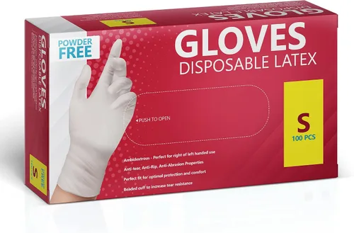 Vista 9 de Nuevos guantes desechables de látex, sin polvo, 100 por caja 1000 estuche Pequeño