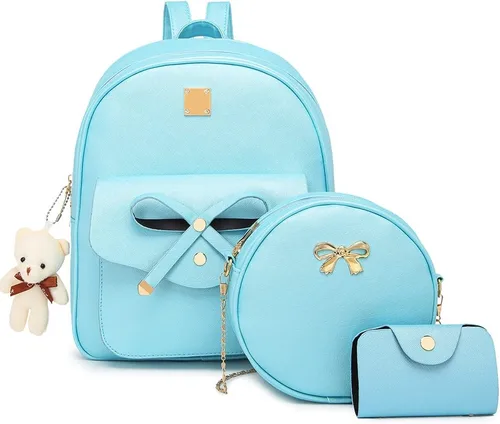 Vista 10 de MACCINELO Linda mochila de cuero para mujer, mochila pequeña con lazo para regalo de niñas, bolsa de hombro para mujer, 3