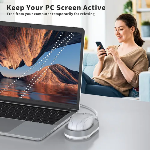 Vista 2 de Mouse Jiggler, dispositivo de movimiento de mouse indetectable con cable USB sin unidad y adaptador USB, movimiento físico automático del mouse
