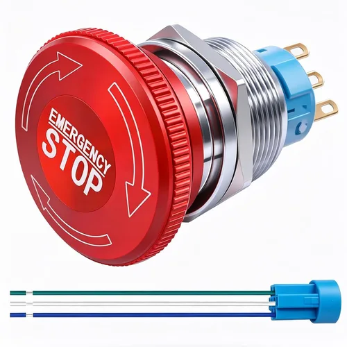 Vista 23 de mxuteuk 2pcs 1 NO 0.866 in Interruptor de botón momentáneo SPST Negro 660V 10A HB2-BA21-HH