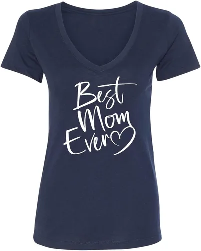 Vista 41 de Go All Out Script Best Mom Ever Heart Idea - Camiseta con cuello en V para mujer
