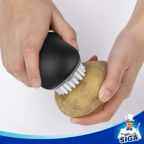 Vista 5 de MR.SIGA Cepillo de limpieza de frutas y verduras con agarre cómodo antideslizante, paquete de 2, color negro