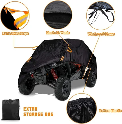 Vista 6 de Cubierta UTV impermeable resistente tela Oxford para todo tipo de clima, cubiertas de protección para Polaris RZR Ranger Can-Am Defender Teryx