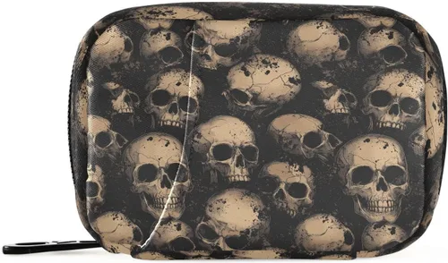 Vista 10 de Bolsa organizadora de medicamentos de viaje con bandera estadounidense con compartimentos interiores y cremallera segura para mujeres, hombres