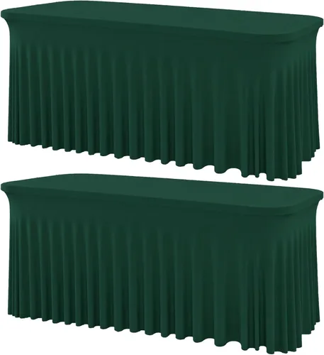 Vista 44 de Mantel rectangular de elastano negro, funda elástica ajustada para mesas rectangulares de 1,8 m, falda de mesa elástica sin arrugas para decoración