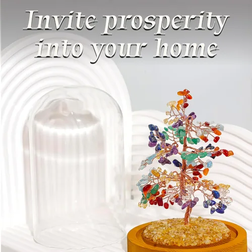 Vista 5 de Árbol de la vida de cristal curativo de 7 chakras hecho a mano para decoración del hogar y la oficina, árbol bonsái de dinero Feng Shui