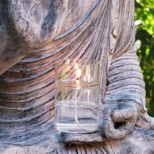 Vista 4 de Firefly Fuels - Calentador de aceite de vidrio para aceites esenciales, Zen, vela líquida reutilizable recargable con cubierta de cristal.