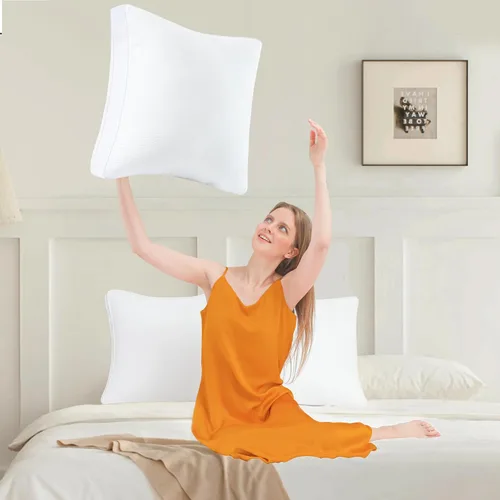 Vista 5 de Juego de 2 rellenos de almohadas con malla lateral refrescante de doble filo, almohadas firmes y de apoyo para sofá, sofá o cama con relleno