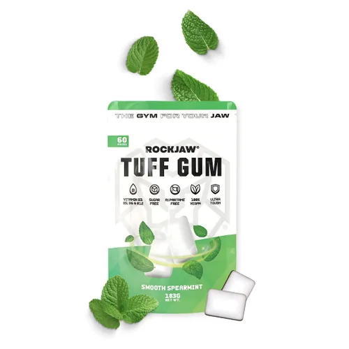Vista 3 de ROCKJAW® Jawline Gum Tuff Gum 2.0 con 20 mg de cafeína, taurina + vitaminas B, 100% xilitol, sin aspartamo, sin azúcar (suministro de 2 meses)