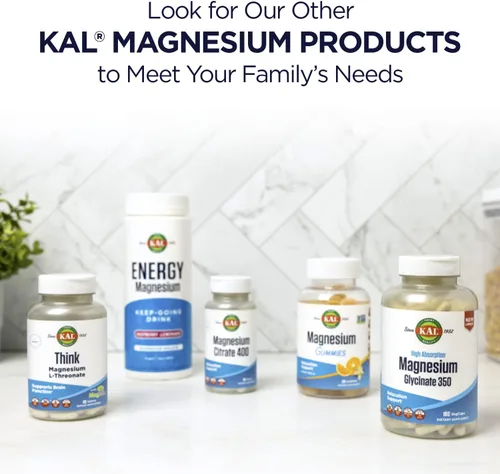 Vista 6 de KAL Glicinato de magnesio ActivGels 315 mg, suplemento de magnesio de alta absorción para apoyo a la salud muscular, nerviosa y ósea, sin OMG, sin