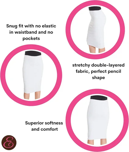 Vista 4 de ESTEEZ Falda lápiz para mujer, modesta elástica debajo de la rodilla, Chicago