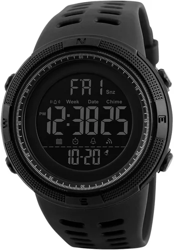 Vista 2 de Fanmis Militar esfera grande deportes día fecha digital luminoso negro silicona hombres mujeres reloj de pulsera, Negro -, Digital, movimiento