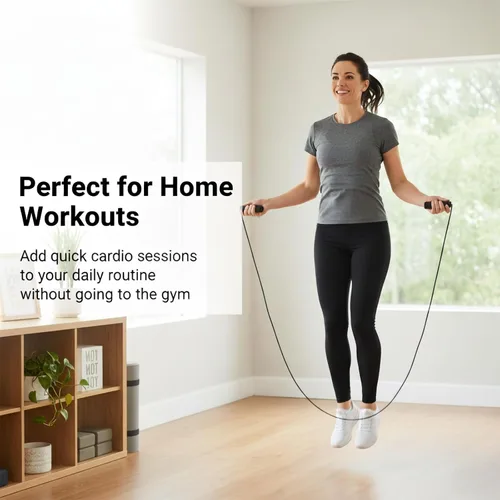 Vista 5 de Cuerda de Saltar para Fitness – Cuerda de Ejercicio de PVC Ajustable con Diseño Sin Enredos y Cómodas Asas de Espuma, Ideal para Cardio