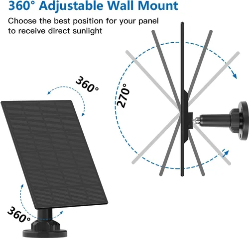Vista 6 de Paneles solares para cámara de seguridad inalámbrica para exteriores, panel solar impermeable compatible con batería recargable de 3 V CC, cable