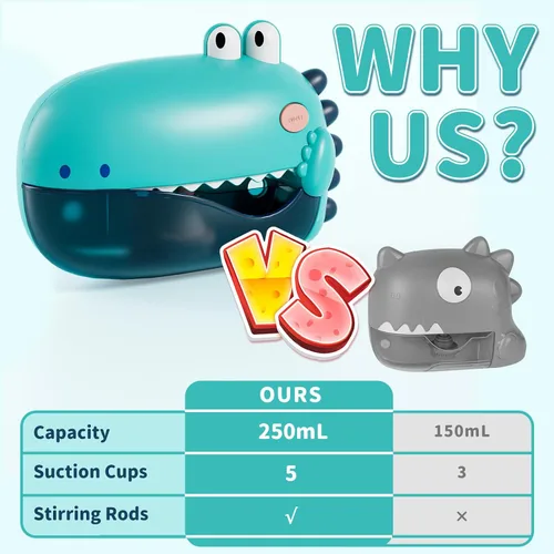 Vista 4 de Lehoo Castle Juguetes de baño para niños, máquina de burbujas de baño, juguetes de baño de dinosaurios para niños de 1 a 3 años