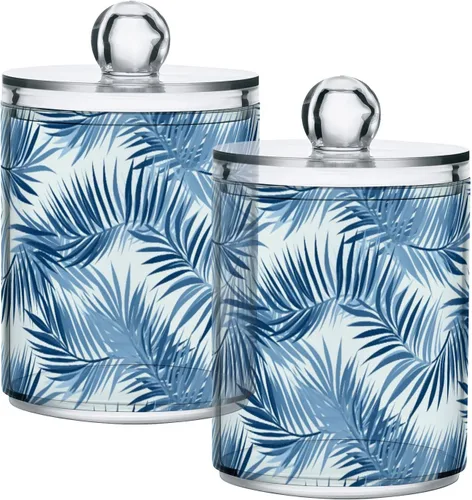 Vista 27 de Juego de 2 dispensadores de bastoncillos de algodón de mármol turquesa, recipiente de almacenamiento para baño, tapa de plástico acrílico, frasco