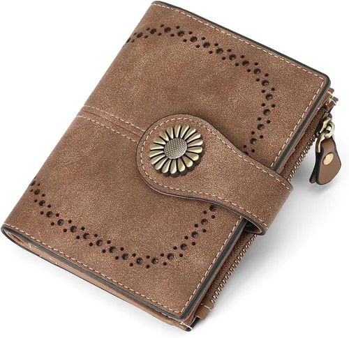 Vista 13 de SENDEFN Carteras pequeñas para mujer, con bloqueo RFID, de cuero, plegable, tarjetero con ventana de identificación