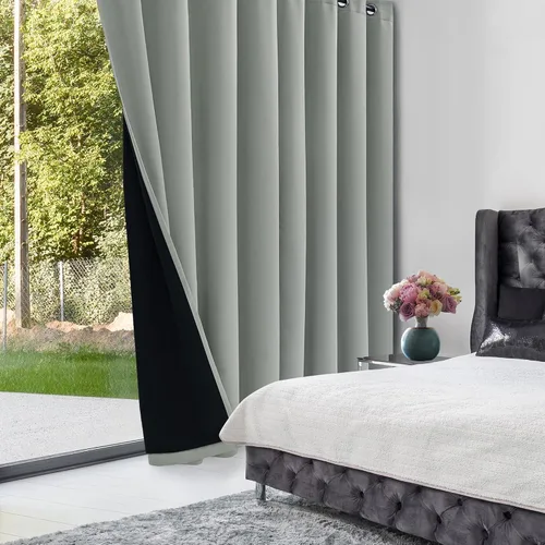 Vista 273 de Deconovo Cortinas opacas 100% con forro negro, cortinas con ojales aisladas térmicamente que reducen el ruido, doble capa para oscurecer