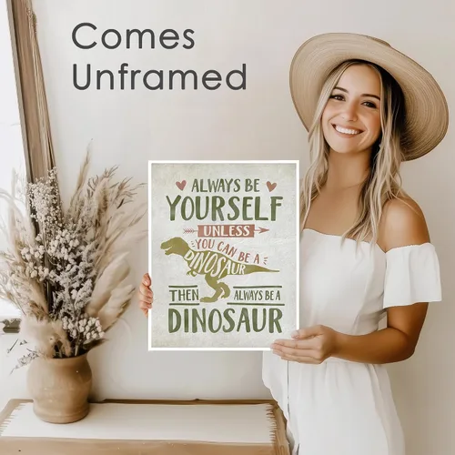 Vista 3 de Always Be Yourself Unless You Can Be A Dinosaur - Impresión artística sin marco, 8 x 10 pulgadas, arte inspirador para habitación de niños