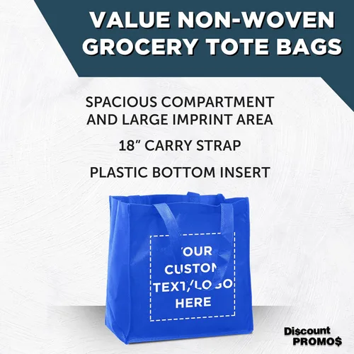 Vista 4 de DISCOUNT PROMOS Juego de 10/50/100 bolsas de tela reutilizables personalizadas, paquete a granel personalizado, plegable, lavable, bolsa de compras
