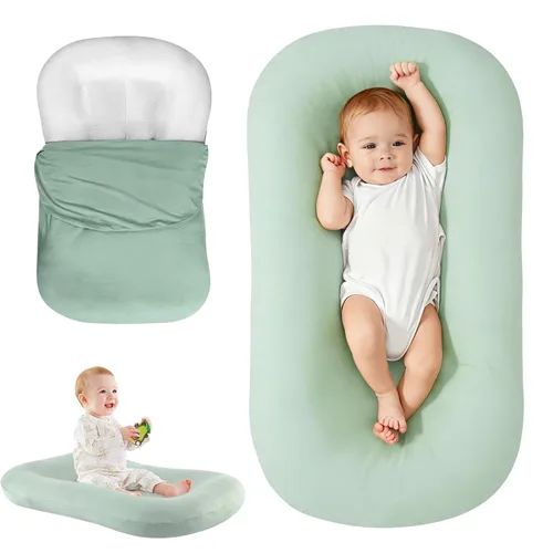 Vista 9 de Alfombrilla para el tiempo boca abajo, color azul Portable Infant Support Cushion With Removable Cover, Home & Travel, Soft Breathable, Supervised