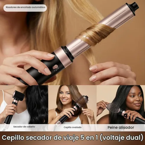 Vista 3 de [Usado] MESCOMB Cepillo secador de pelo de doble voltaje, envoltura 5 en 1 con rizadores de envoltura automática, secado rápido, alisado
