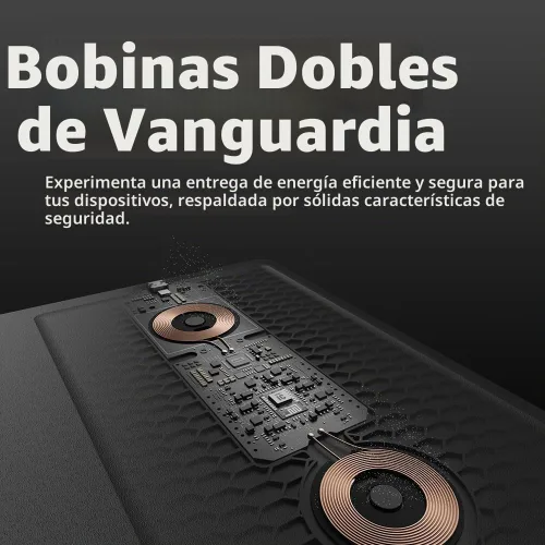 Vista 3 de POUT H3 PRO Dual Qi - Alfombrilla de mouse de carga inalámbrica dual para teléfonos inteligentes y auriculares, superficie lisa con base