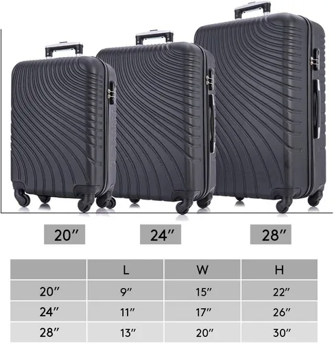 Vista 6 de Fridtrip - Maleta de viaje rígida, ligera, con ruedas giratorias, Negro, 3 PCS Suitcases