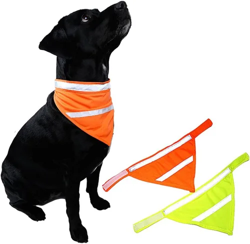 Vista 5 de Encell Bufanda reflectante para perro, pañuelo de seguridad para mascotas, verde, S