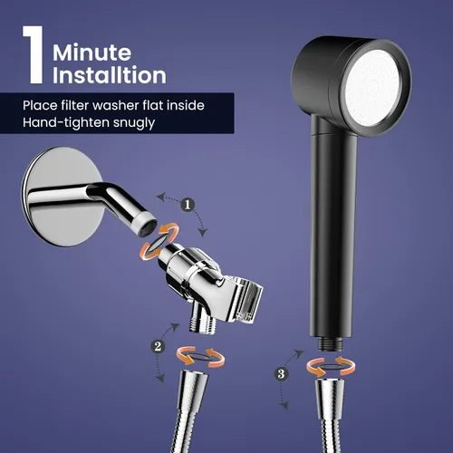 Vista 8 de Ion Drops Filtered Shower Head with Handheld, High Pressure Shower Heads with 3 Spray, Showerhead with Filters Hand held for Hard Water, Remove