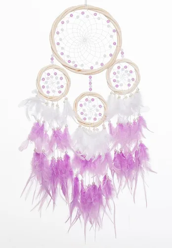 Vista 10 de Atrapasueños grandes de ratán, pluma de gallo marrón con perla de lujo, multianillo, atrapasueños hecho a mano para dormitorio, atrapasueños