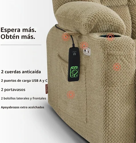 Vista 8 de MCombo 7893 - Sillón reclinable pequeño de doble motor para ancianos Beige
