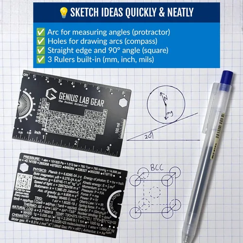 Vista 4 de The Pocket Scientist - Pequeña Regla de Ciencia de Metal con Escala, Mini Multiherramienta Tecnológica Genial, Regalo de Graduación Universitaria